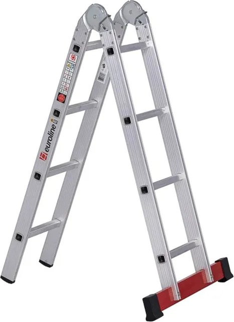 Euroline Alu-Vario-Klappleiter Premium 317 aus Aluminium in Silber, 2x4 Sprossen - Bild 1