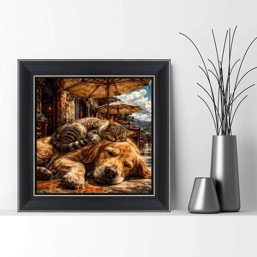 EverShine DIY Diamantmalerei Katze und Hund mit runden Steinen als 5D Mosaik Stickerei in Multicolour zur modernen Heimdekoration B/B/H: 20 x 20 x 20 cm - Bild 3