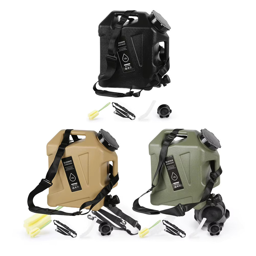 Alloet Wasserbehälter 12 l, auslaufsicherer Wasserspeichertank in Beige für Camping, Auto und Outdoor - Bild 1