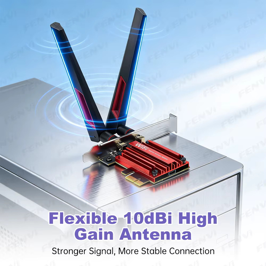 Fenvi WiFi 7 PCIe Wireless Adapter mit Bluetooth 5.4, Tri-Band 6G/5G/2,4 GHz und 10dBi Antennen, MT7925 Netzwerkkarte für PC, kompatibel mit Windows 10/11, Schwarz - Bild 5
