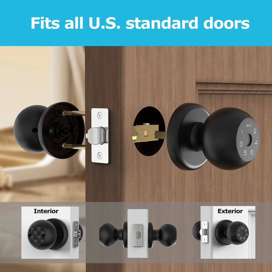 Viladepot Smart Lock Fingerabdruck-Türschloss in Schwarz mit App-Steuerung, Typ-C-Schnittstelle und elektronischer Touchscreen-Tastatur für den Innenbereich - Bild 5