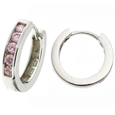 Colfem Creolen 925 Sterling Silber, 10 Zirkonia, rosa rosé, Damen - Bild 1