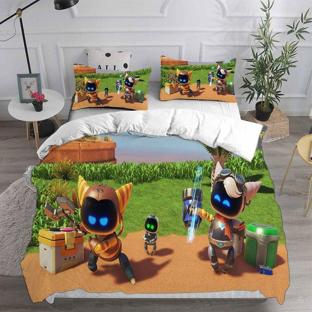 JMG Household Supplies Astro Bot Bettwäscheset aus Mikrofaser, Mehrfarbig, US Full 203 x 228 cm - Bild 1