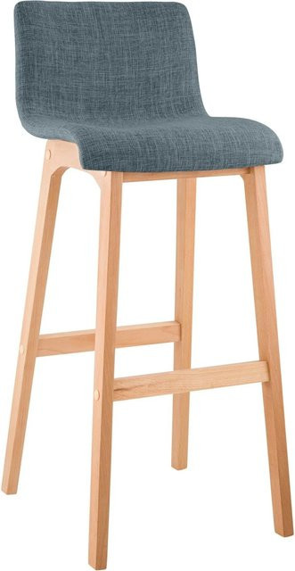 DELUKE Barhocker TENAR mit Lehne aus Stoff in Blau und Buchenholz, B/T/H: 41 x 46 x 102 cm - Bild 1