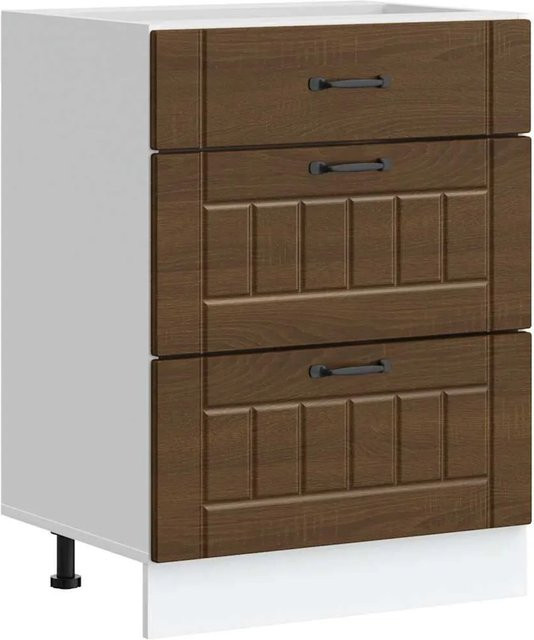 DELUKE Küchenunterschrank MARO in Braun Eichen-Optik mit Schublade, B: 60 cm, T: 46 cm, H: 81,5 cm - Bild 1