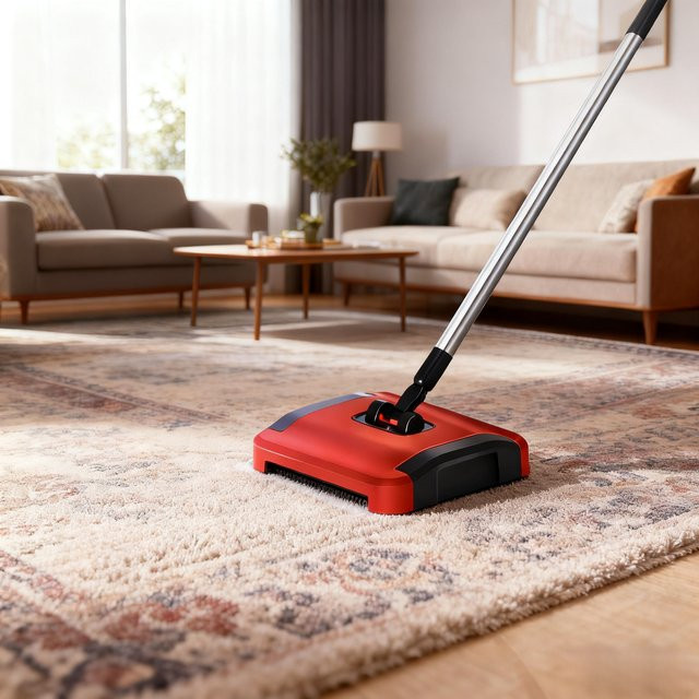 Untior Teppich Kehrmaschine Hand Push in Rot für Home Office zur Reinigung von Tierhaaren, Staub und Papier, B/T/H: 110 x 24 x 24 cm - Bild 1