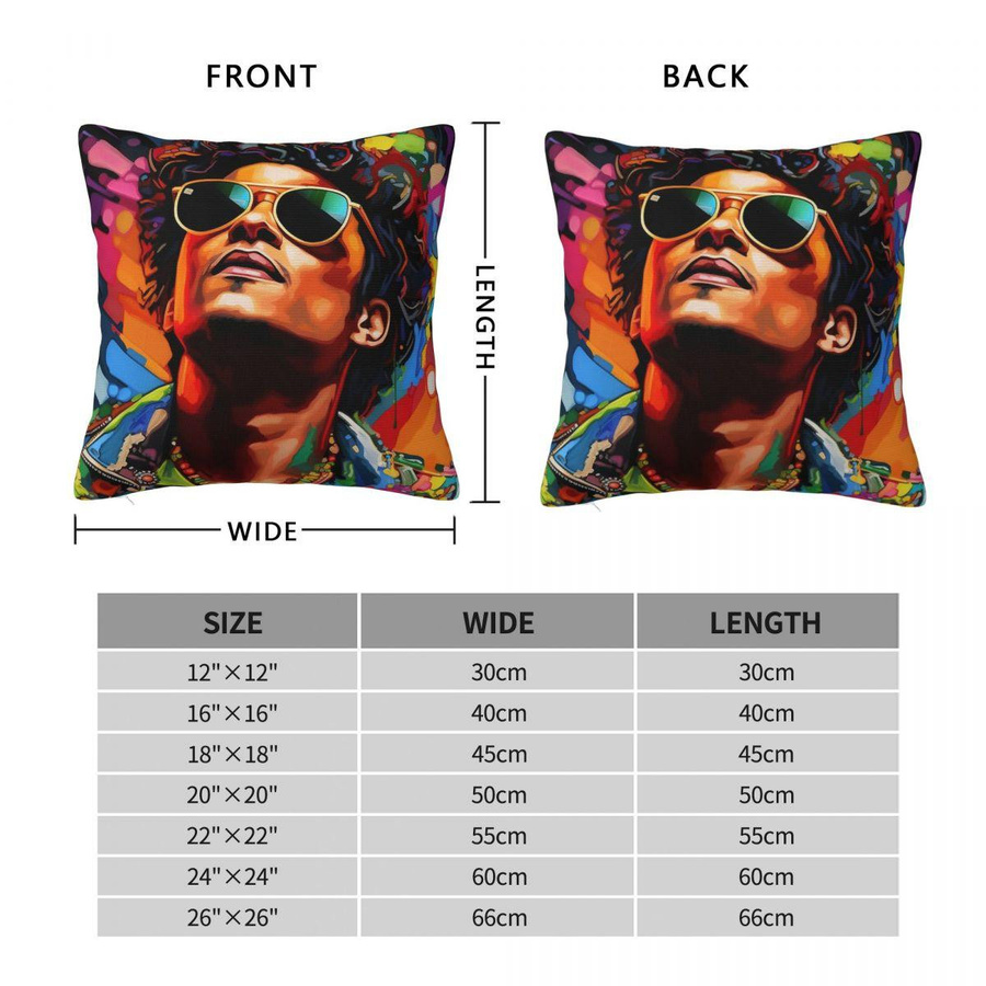 Quadratische Kissenhülle Bruno Mars von Lu Xika Chen in Multicolour aus Polyester, Leinen und Samt mit Reißverschluss, B/B: 18 x 18 cm - Bild 3
