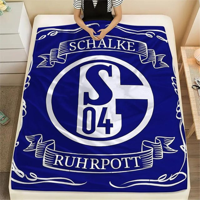 Flanelldecke FC Schalke 04 mit Aufdruck in Blau, B/B: 80 x 120 cm - Bild 1