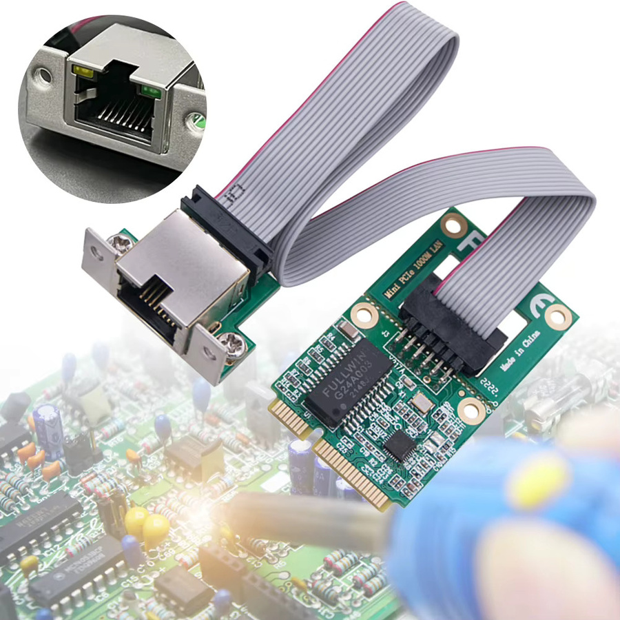VODOOL Mini PCI Express Gigabit-Ethernet-Adapter mit RJ45-Anschluss, 10/100/1000M LAN-Netzwerkkarte für Desktop-PC, Grün - Bild 4