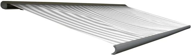 Elektrische Kassettenmarkise H122 von MCW in Vollkassette, Farbe: Acryl Grau/Weiß mit grauem Rahmen, B/H: 4 x 3 m - Bild 2