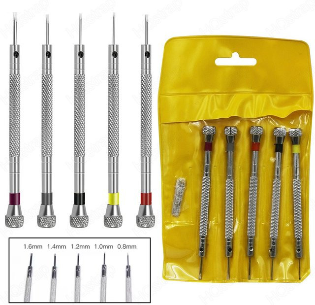 HQstrap Uhren-Reparatur-Werkzeug, 5 Stück Stahl-Schraubendreher, 0,8–1,6 mm - Bild 1