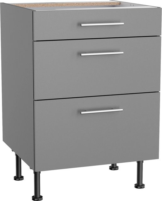 Optifit Küchen-Unterschrank Mats825 mit 3 Auszügen, Basaltgrau, B/T/H: 60 x 58,4 x 87 cm - Bild 1
