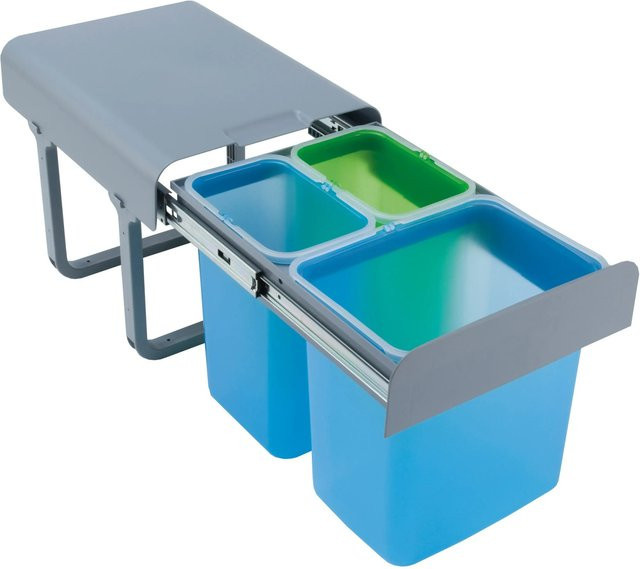 Pyramis Einbau-Mülleimer Color mit 3-fach Trennung in Grau, Grün und Blau - Bild 1