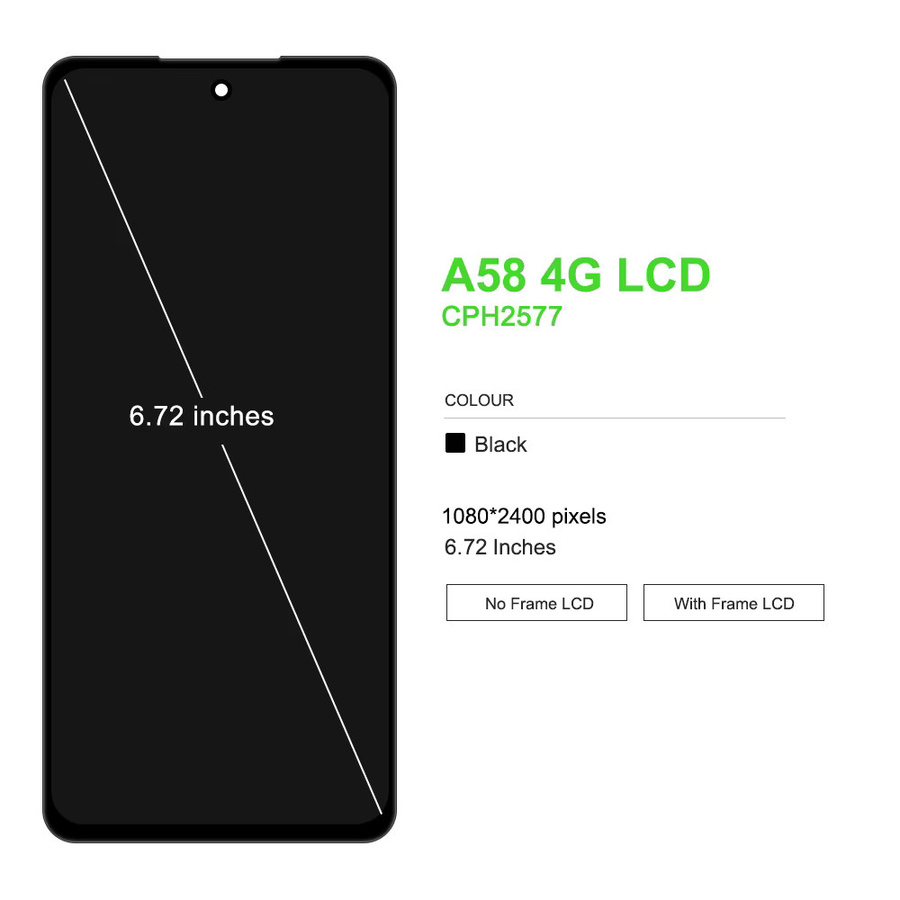 Oppo A58 4G/5G LCD Ersatzdisplay mit Rahmen und Touchscreen in Schwarz - Bild 2