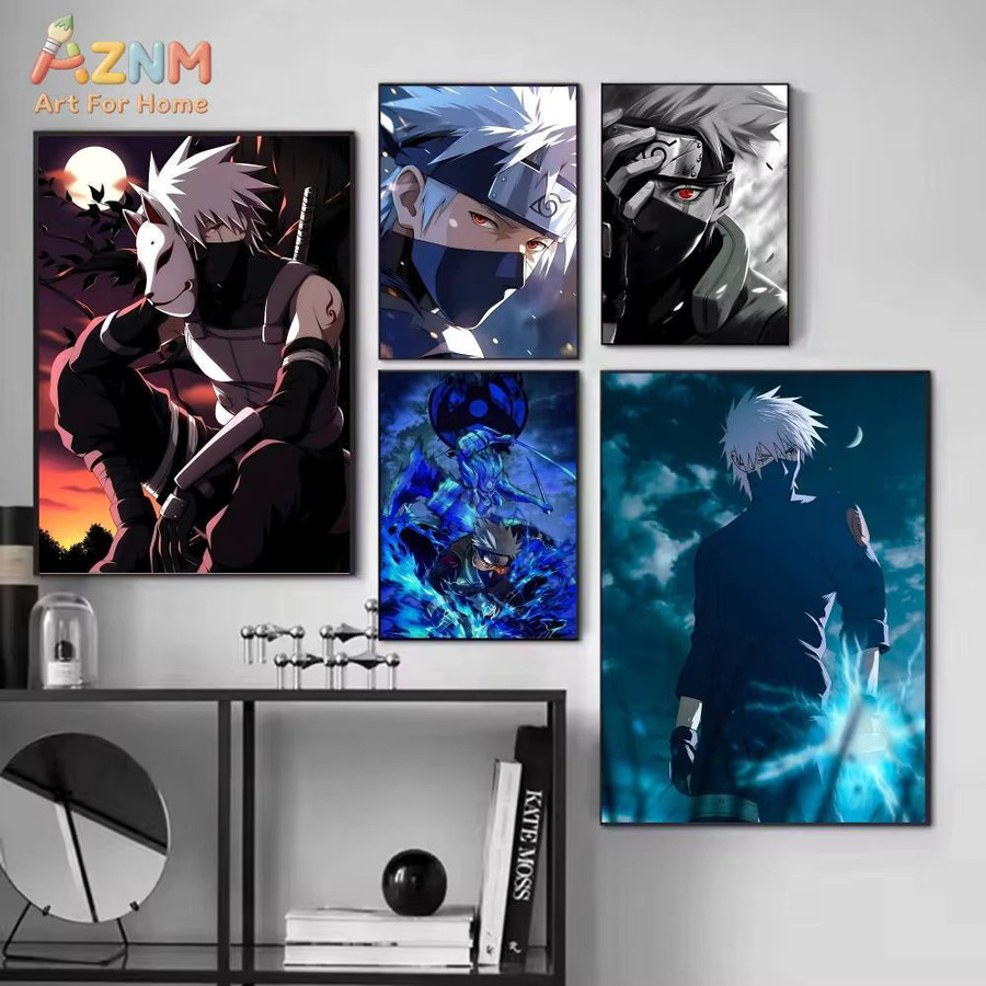 Kayou Naruto Hatake Kakashi Sharingan und Chidori Anime-Leinwandgemälde, Wandkunst Poster in Mehrfarbig - Bild 2