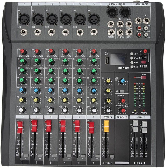GoolRC 6-Kanal-Streaming-Audiomixer mit Bluetooth und Soundkarte für DJ-Studios in Grau - Bild 1