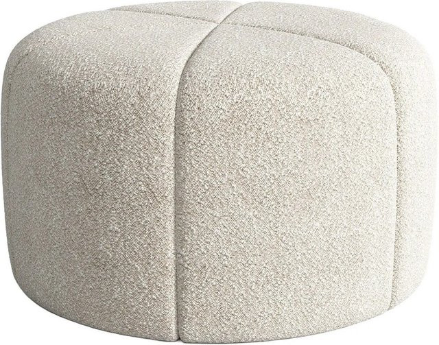 Vente-unique Sitzhocker Zofira in Cremefarben aus Bouclé-Stoff, Durchmesser: 60 cm, Höhe: 35,5 cm - Bild 1