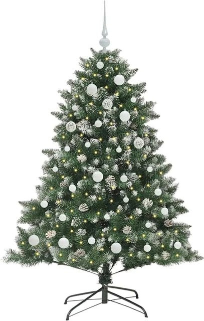 vidaXL Künstlicher Weihnachtsbaum in Grün mit 150 warmweißen LEDs, B/T/H: 105 x 105 x 150 cm - Bild 1