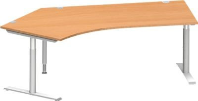 Schäfer Shop Genius Winkelschreibtisch MODENA FLEX 135 Grad mit T-Fuß-Rundrohr, Buche/weißalu, Breite: 216,5 cm, Ansatz links - Bild 1