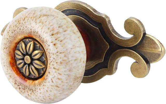 KONNWEI Möbelknopf aus Zinklegierung in Beige mit gebürstetem Messing-Look - Bild 1