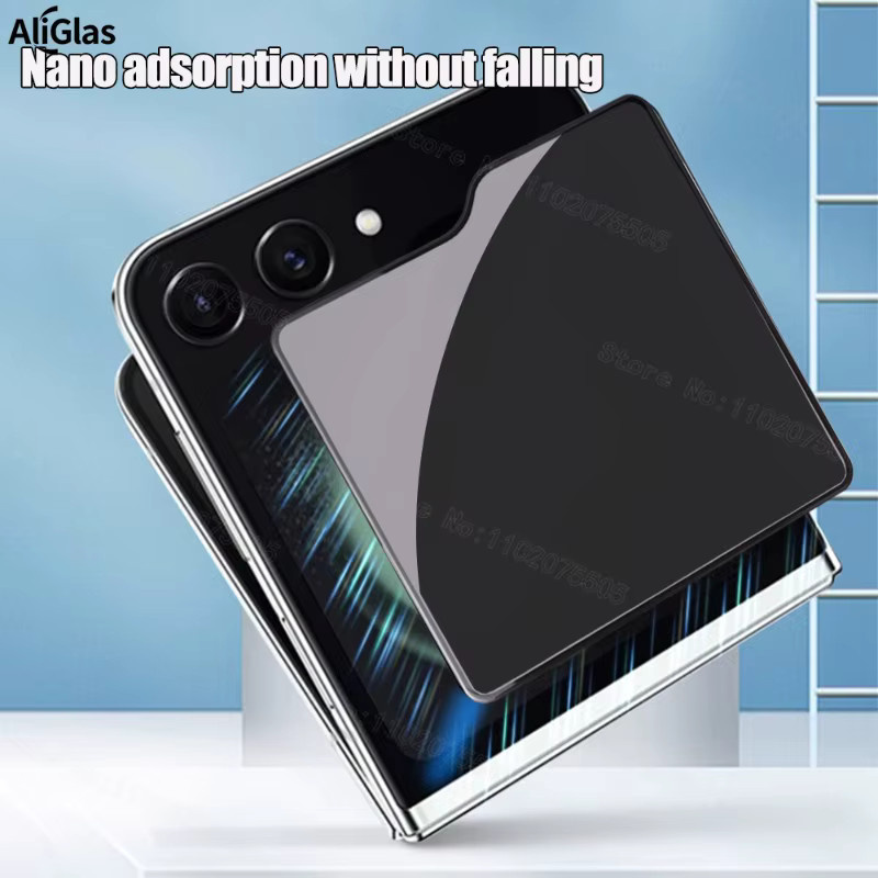 6-in-1 Anti Spy Displayschutzfolie für Samsung Galaxy Z Flip 7 6 5 und Z Flip7 FE inklusive Kameraobjektiv-Schutzfolie aus gehärtetem Glas, transparent - Bild 2