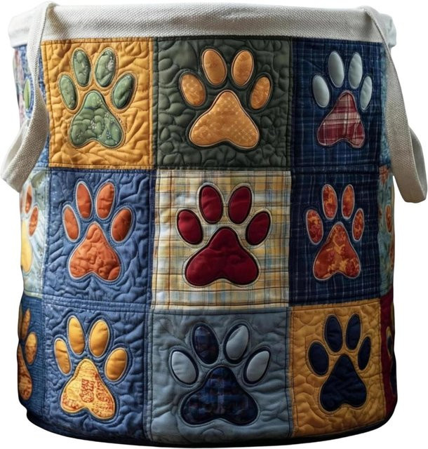 Nijuyon Gesteppter Wäschekorb aus Stoff in Multicolour, zusammenklappbar mit Griffen, B/H: 41 x 56 cm - Bild 1