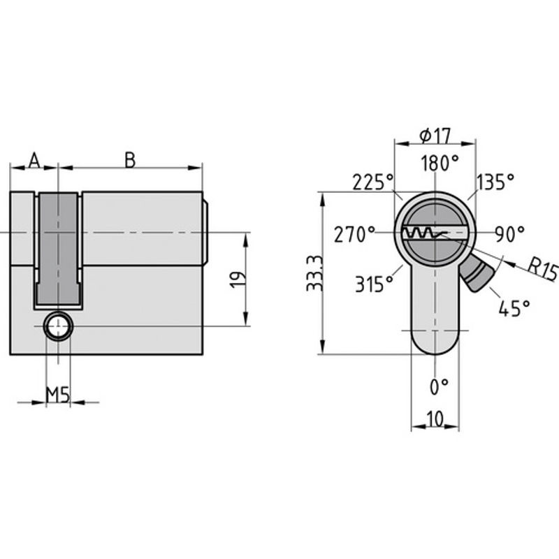 BASI Profil-Halbzylinder BM5021-0015-0040 Gleichschließend in Silber, Maße: 10 x 45 mm - Bild 3