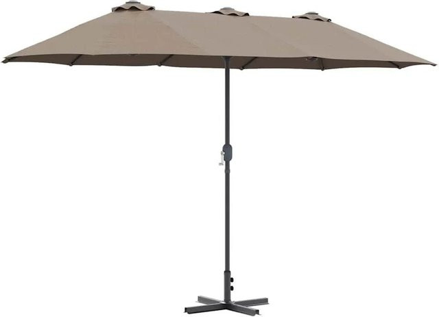 vidaXL Gartenparasol Taupe aus Polyester und Stahl B/T/H: 370 x 197 x 239 cm - Bild 1