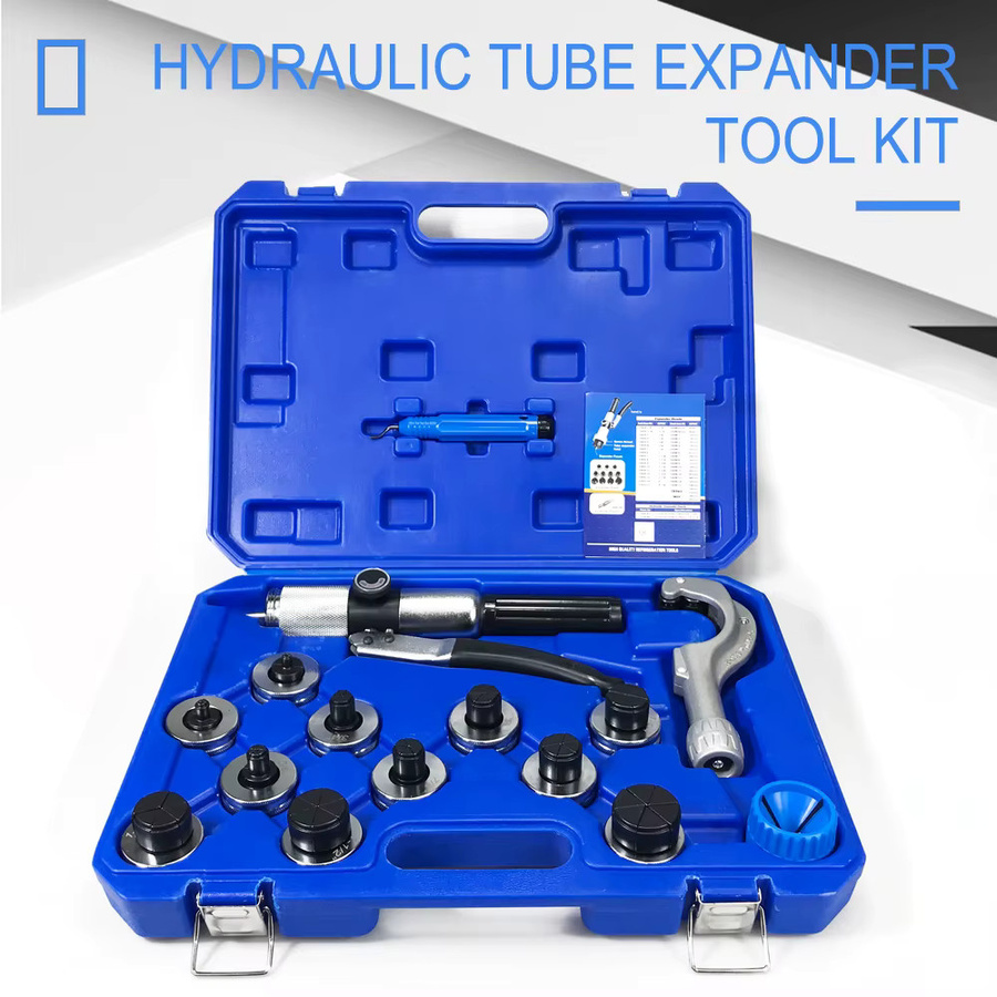 QDS Hydraulikrohr-Expander-Werkzeugsatz in Silber mit 11 Expanderköpfen für Kupferrohre in Klimaanlagen und Kühlschränken - Bild 2