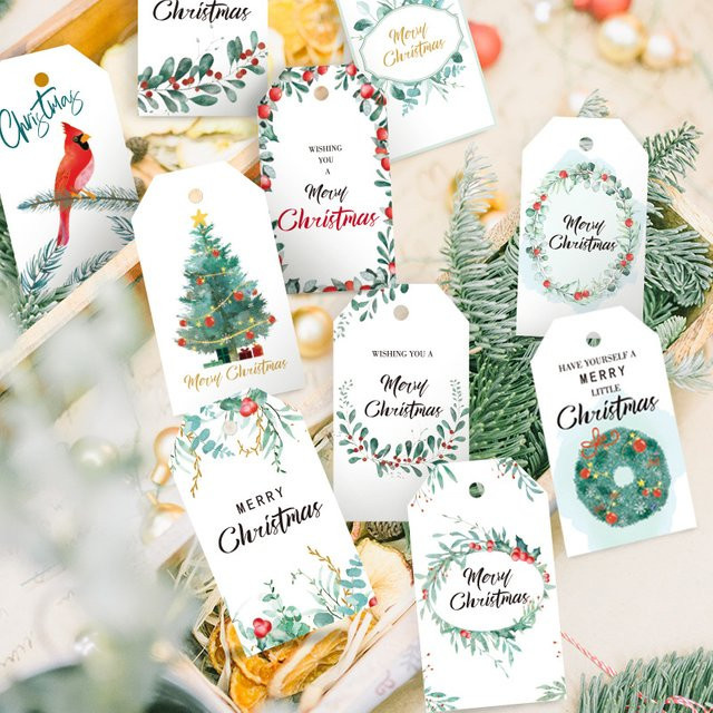 WEIGAO Weihnachtsmann Geschenketiketten aus Kraftpapier, 50 Stück, Braun - Bild 1