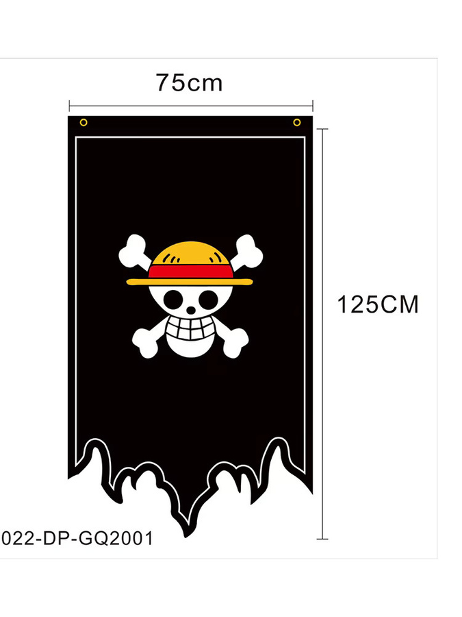 One Piece Anime Flagge Bandai Piratenschiff Dekoration aus Polyester in Schwarz - Bild 3