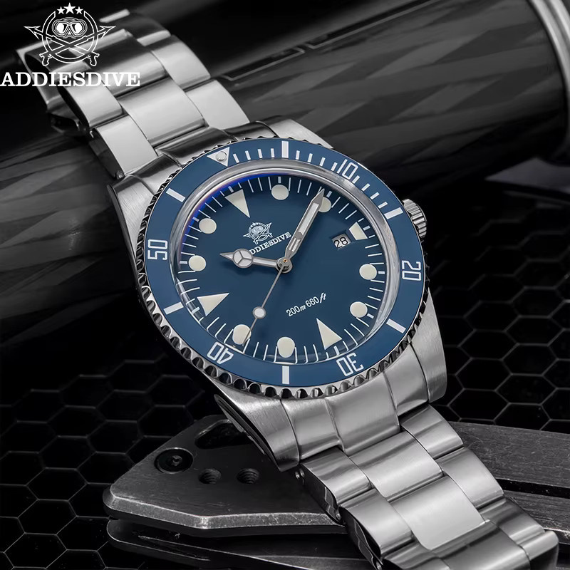 ADDIESDIVE Taucheruhr, Quarz, Edelstahl, Blau, Herren - Bild 2