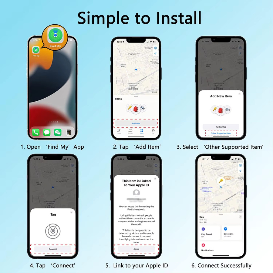 GGBEE Mini-GPS-Tracker für iPhone mit Find My App Unterstützung, MFi zertifizierter Schlüssel-Locator in Schwarz oder Weiß - Bild 5