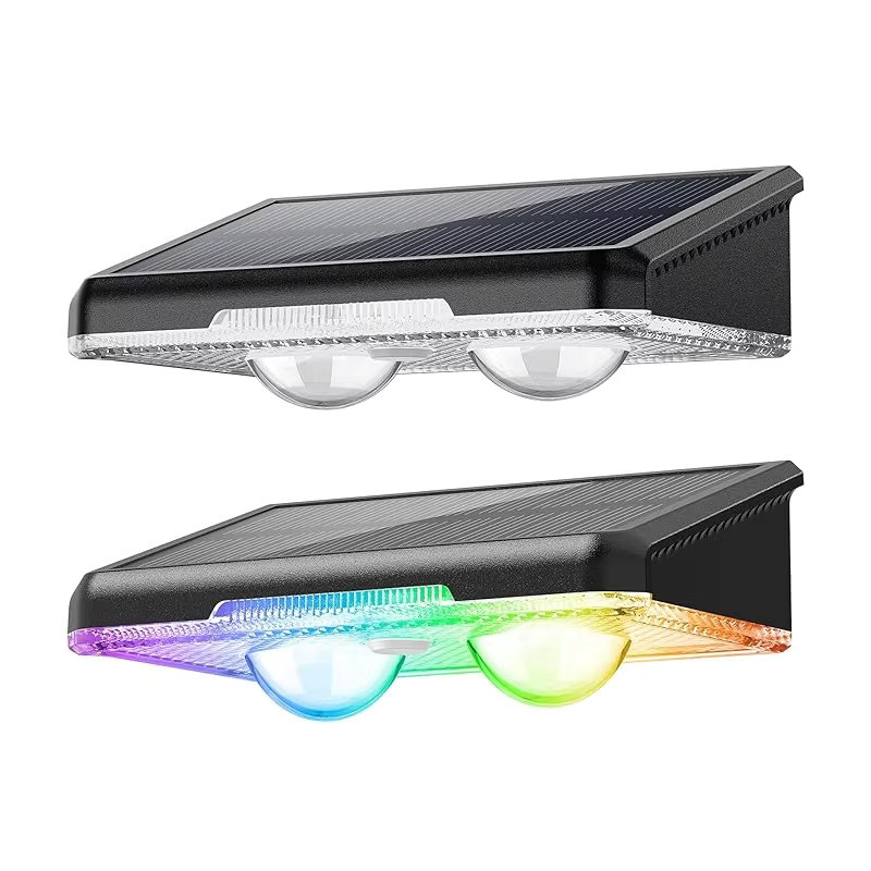 VENUSWING Solar LED Außenleuchten im Set, wasserdichte Wandleuchten für Terrasse und Treppen, RGB Multicolour in Schwarz, modern und rechteckig - Bild 7
