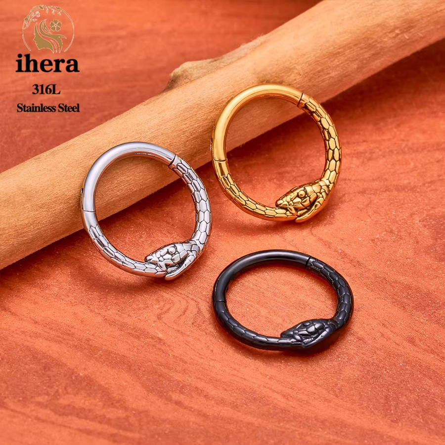ihera Nasenring Edelstahl, Schlange, 16G, Unisex - Bild 1