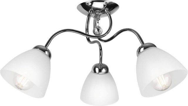 Lamkur Deckenleuchte Miranda in Chrom mit Glas, E27, 3 Fassungen, Höhe: 31 cm, Breite: 50 cm - Bild 1