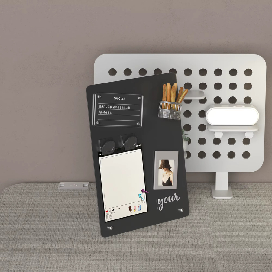 Magnetische Desktop-Magnettafel in Schwarz mit Ständer und Magnetclip zum Löschen von Notizen - Bild 2