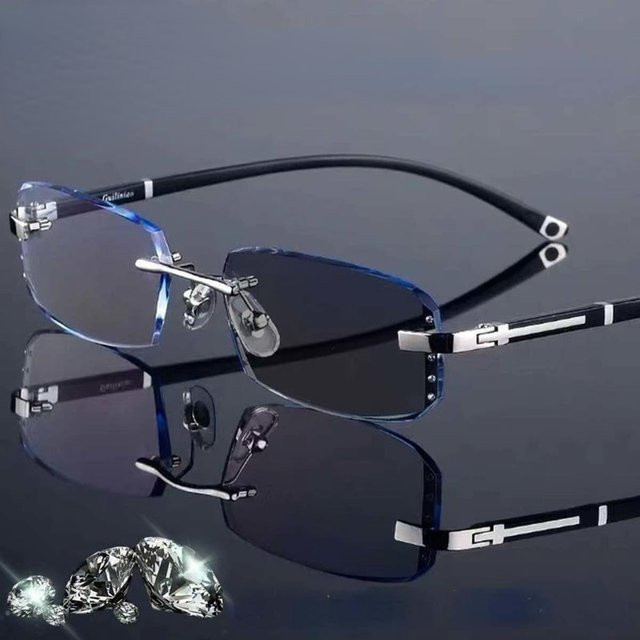 DIXSG Lesebrille, randlos, rechteckig, Metall, Unisex, photochrom - Bild 1