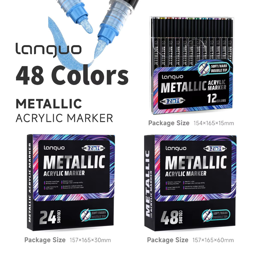 LanGuo Acrylmarker-Set mit Dual Tip für Künstler und Schüler, Mehrfarbig - Bild 6