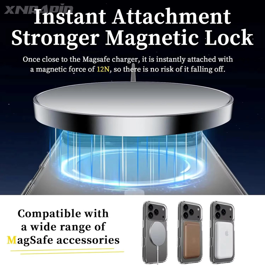 JIUFIFTH MagSafe Magnetische Schutzhülle für iPhone 17, 17Air und 17Pro Max, Stoßfeste Transparente PC Hülle, Farbe: Transparent - Bild 5