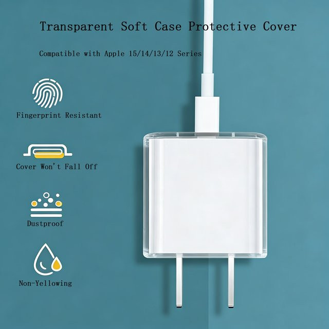 Transparente Schutzhülle für iPhone-Ladegeräte und Schnellladeköpfe 18W/20W - Bild 1