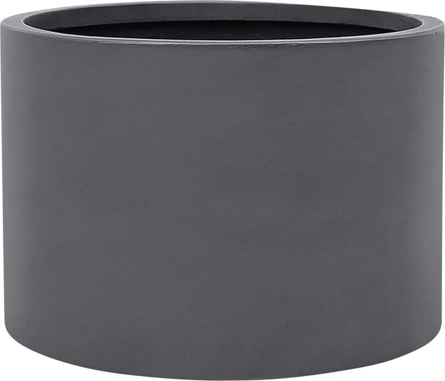 Strukturierter Pflanztopf aus Fiberstone in Grau-Anthrazit, rund und modern, B/T/H: 33 x 33 x 23 cm - Bild 1