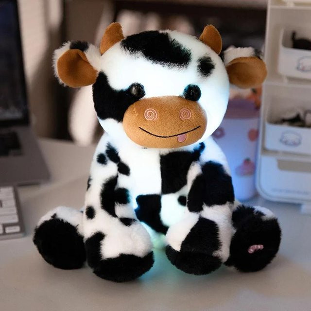 Kidsly Kawaii Leuchtende Kuh Plüschtier, Schwarz, 1-teiliges Set - Bild 1