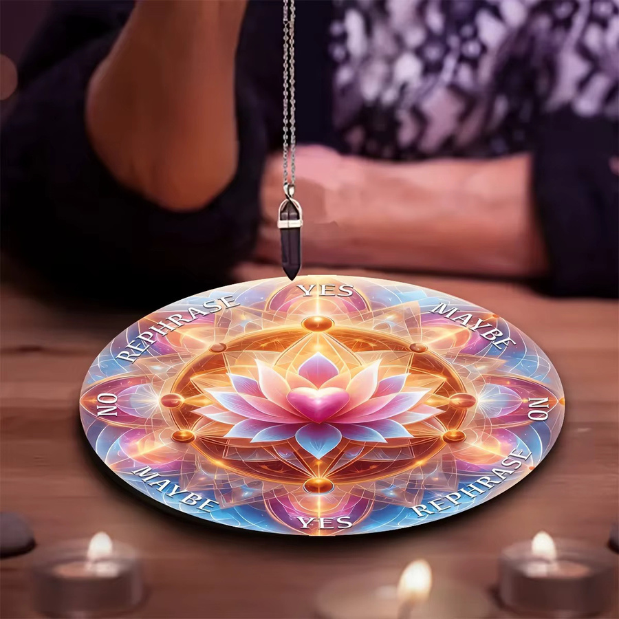 Lotus-Pendel-Wahrsagetafel mit Kristallkugel und Pendelschaukel für spirituelle Meditation, buntes Floral-Design im Boho-Stil - Bild 2