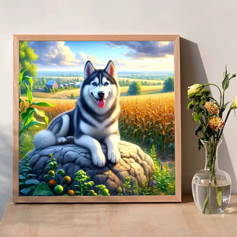 Evershine DIY Hund Diamant Stickerei Wolf Mosaik Bild mit runden Strasssteinen, Multicolor, B/H: 20 x 20 cm - Bild 3