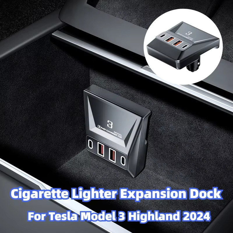 YouGallop Erweiterungsdock für Tesla Model 3 Highland 2024 2025, 90 W Schnellladung, Schwarz - Bild 3