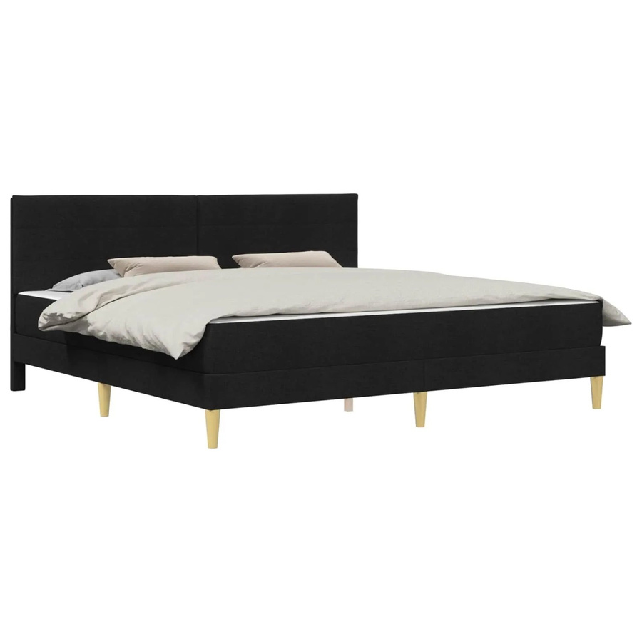 vidaXL Bettrahmen Schwarz mit Polsterung aus Polyester und Holz, B/T/H: 180 x 200 x 184 cm - Bild 2