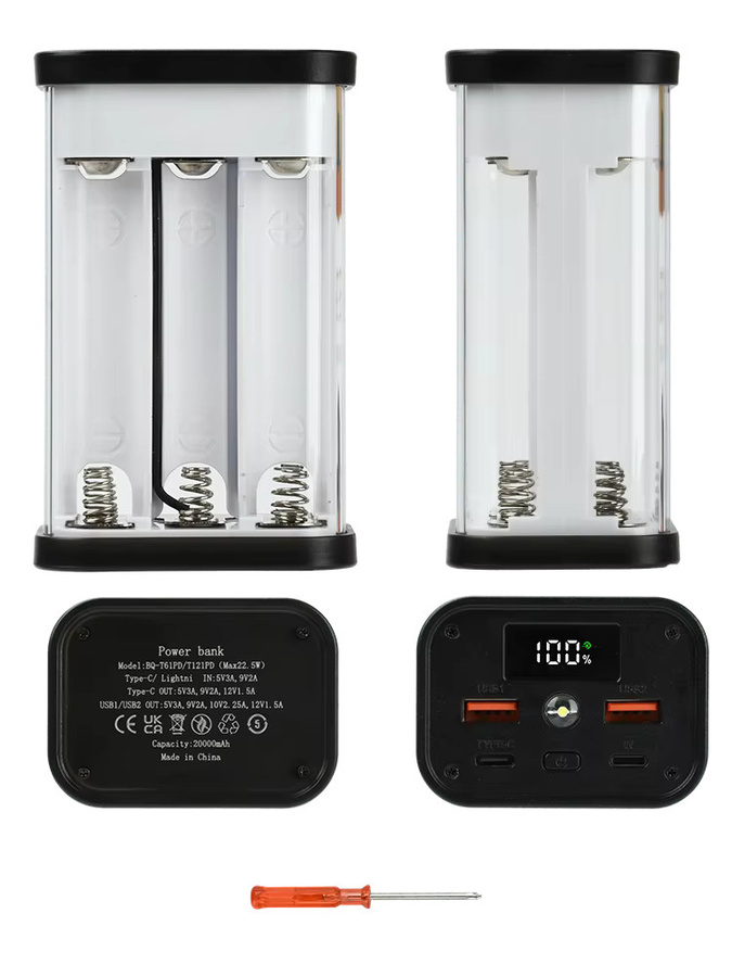 DIY Power Bank Kit 22,5 W für 6 oder 12 18650 Akkus, Transparente Shell ohne Löten - Bild 2
