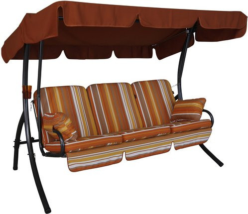 ANGERER FREIZEITMÖBEL Hollywoodschaukel Comfort 3-Sitzer mit Auflagen und Sonnendach in Orange, Beige und Braun, B/T/H: 240 x 145 x 160 cm - Bild 1