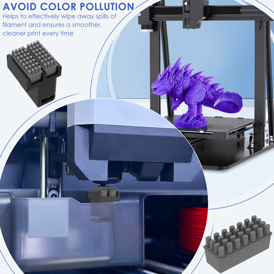 Bambu Lab 3D-Druckerdüsenwischer mit 4 Silikonbürsten für P1P, P1S, X1, X1C und X1E Düsenreinigungsset - Bild 3